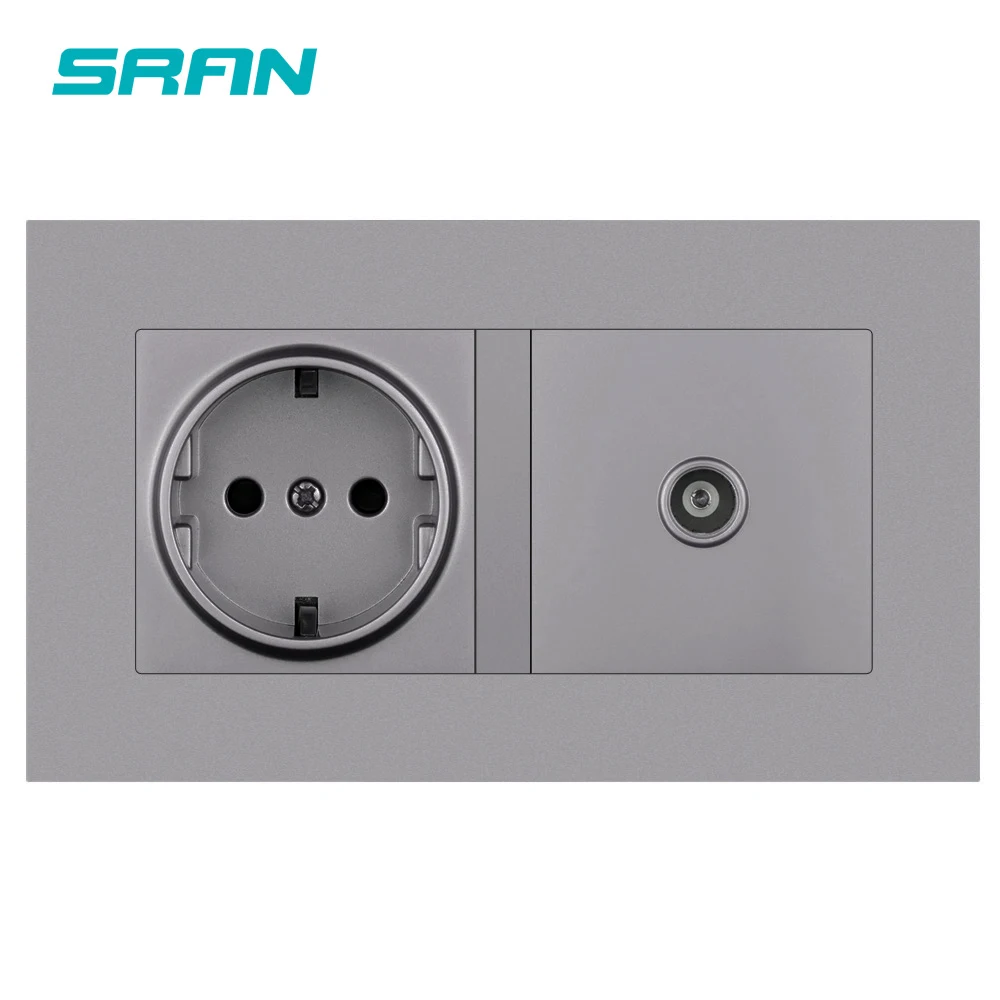 Розетка электрическая заземленная с гнездом для телевизора 16 А 146 х86