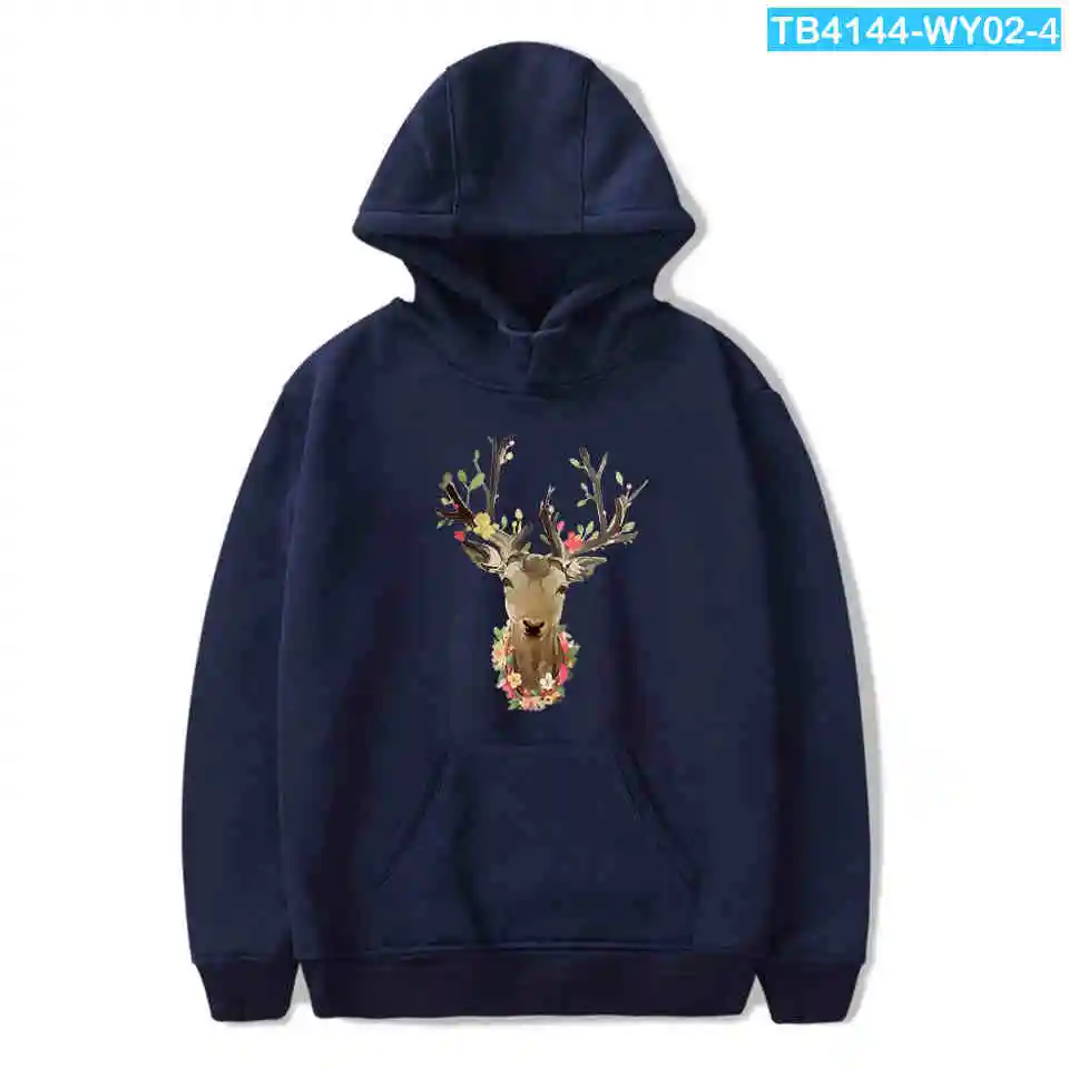 Navy WAMNI/брендовые модные толстовки с капюшоном; повседневные стильные пуловеры в стиле Харадзюку с принтом оленя; мужские осенние толстовки; худи больших размеров; - Цвет: Navy