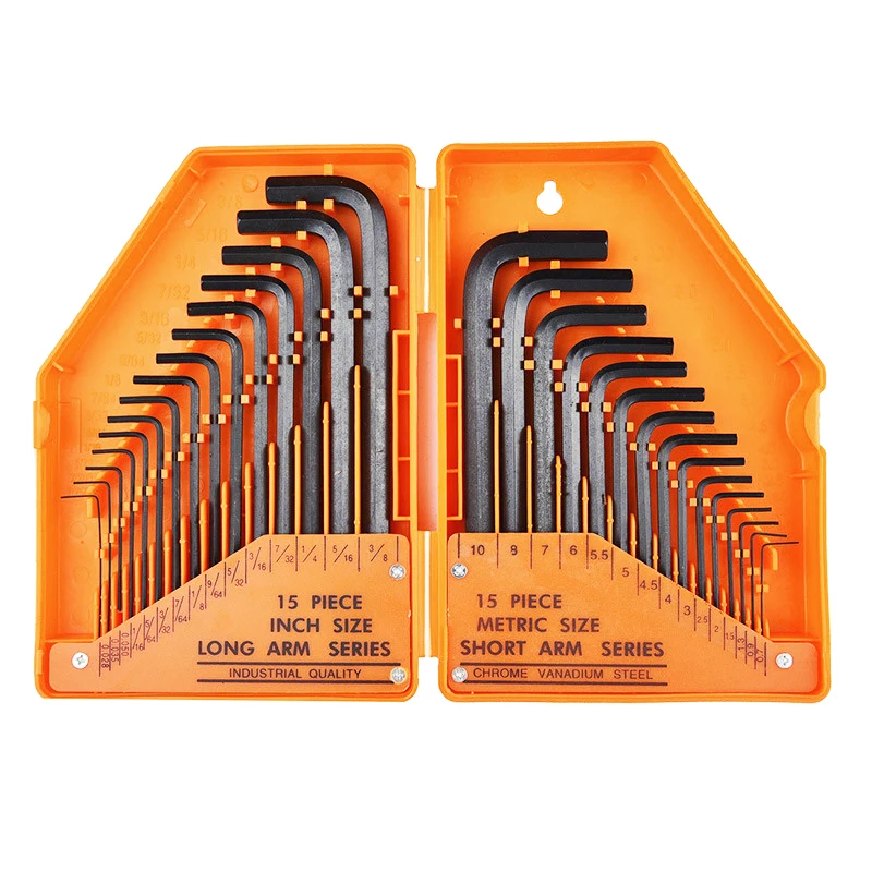 

30Pcs Allen Key Hex Set Inch And Metric Size Black Oxidised Surface With Foldable Storage Case Color Send Randomly