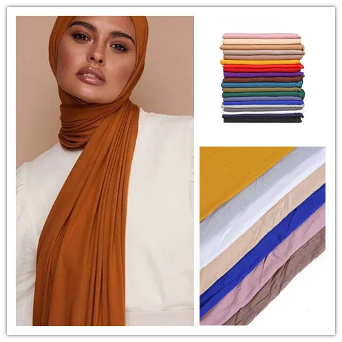 

Multicolor Soft Cotton Muslim Headscarf Instant Jersey Hijab Full Cover Cap Wrap Scarf Islamic Shawls Women Turban Head Scarves