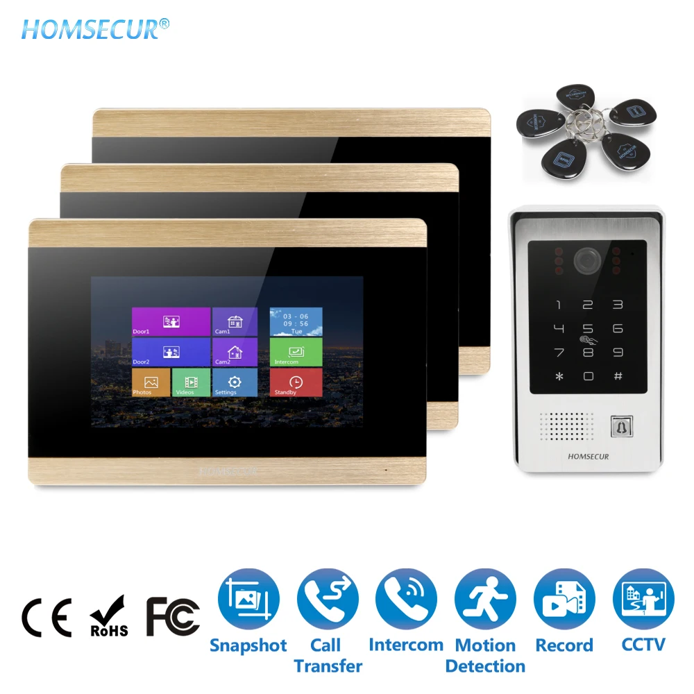 HOMSECUR 7 &quotПроводной Видео и Аудио Смарт Дверной Звонок + Доступ по Паролью ID для