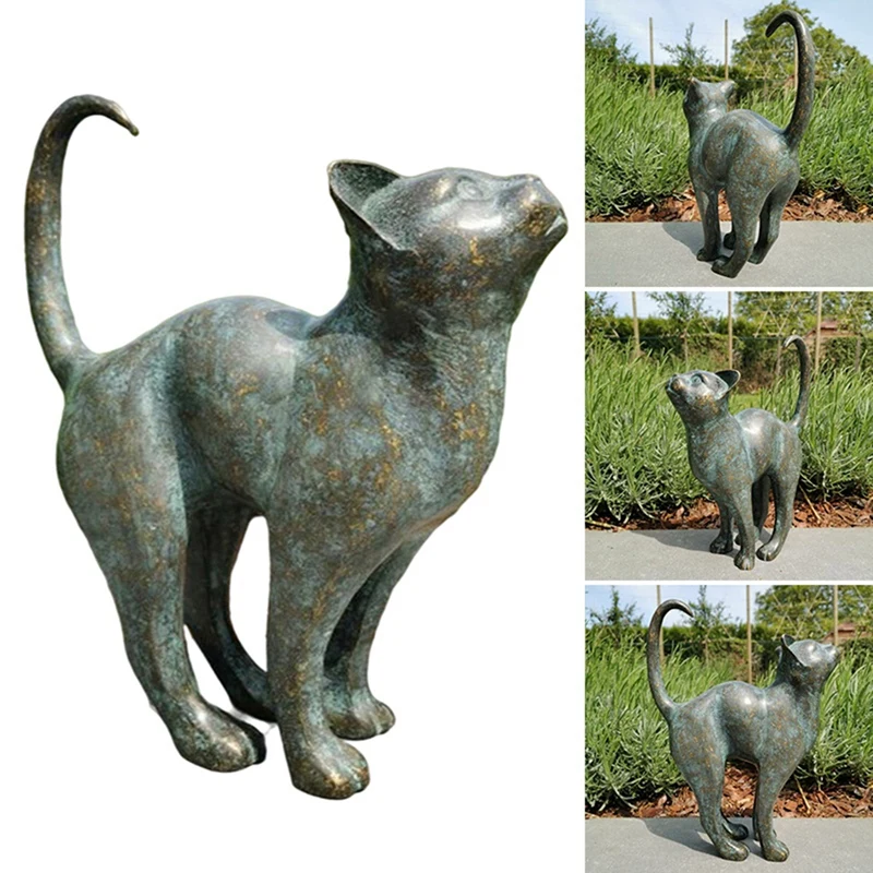 

Beautiful Cat Statue with Rounded Back Home Garden Decoration Ornament Outdoor Art Craft Sculpture