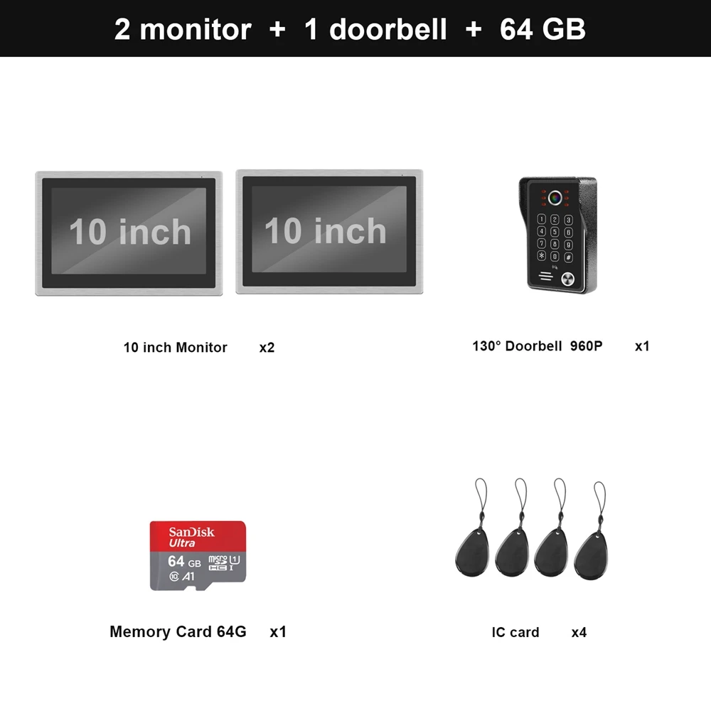 HomeFong, беспроводной видеодомофон для дома, wifi, система внутренней связи, 10 дюймов, сенсорный экран, HD монитор, 130 градусов, дверной звонок, управление приложением
