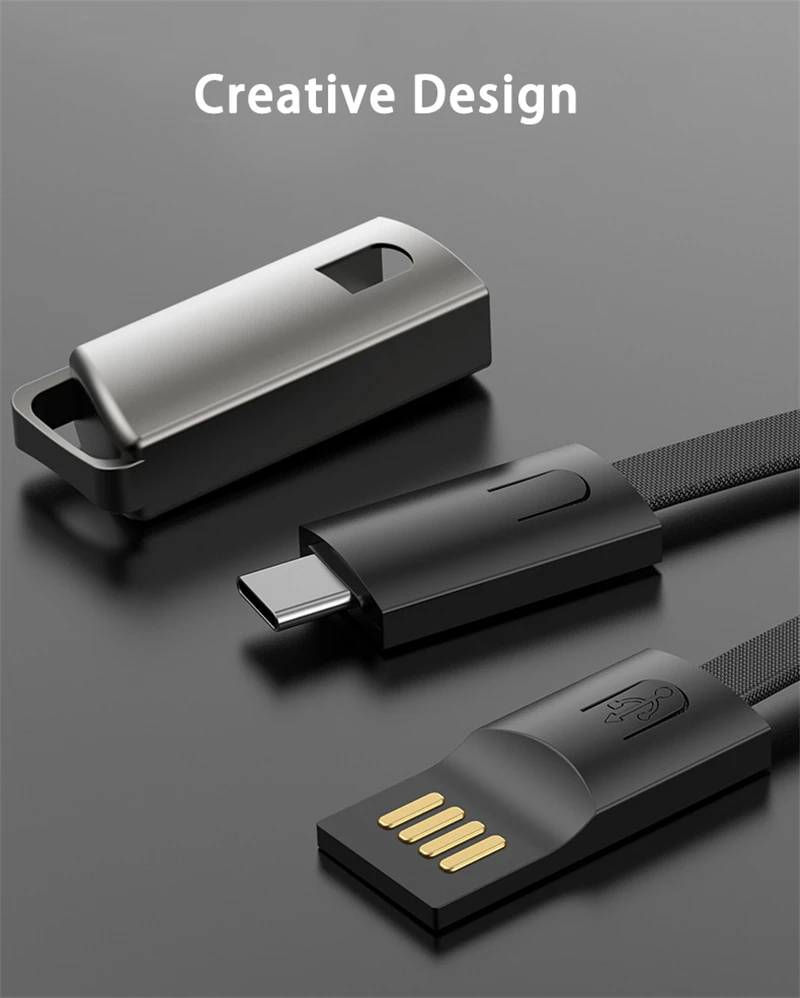 2.4A портативный брелок USB кабель для быстрой зарядки для iPhone XS MAX XR Micro usb type C шнур для зарядки данных для SAMSUNG S10+ Xiaomi