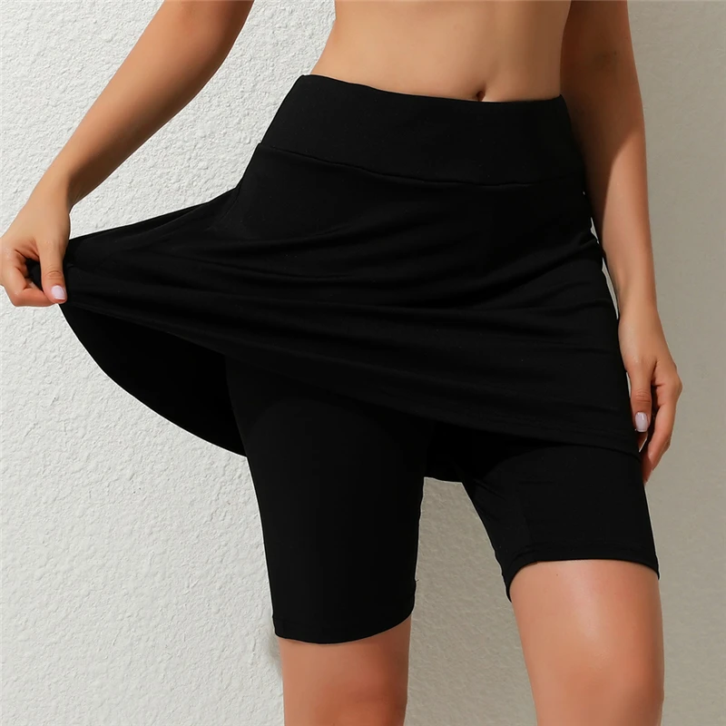

Leggings Fitness Calf Pants Casual Middle Waist Half Leggings Tennis Pants Sports Fitness Nine Points Skirt Pants Leggins
