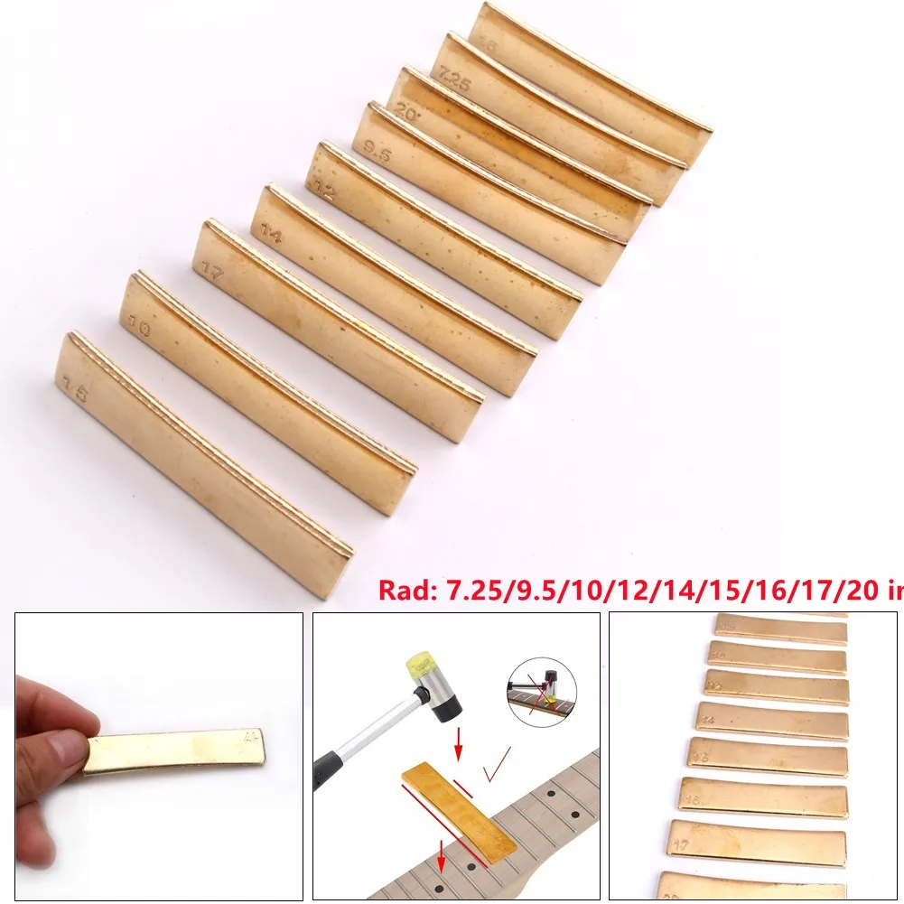

9 Size Gold Guitar Radius Brass Fingerboard Fret Press Caul Insert Guitar DIY Tools Guitar Fret Press Caul Insert Luthier Part