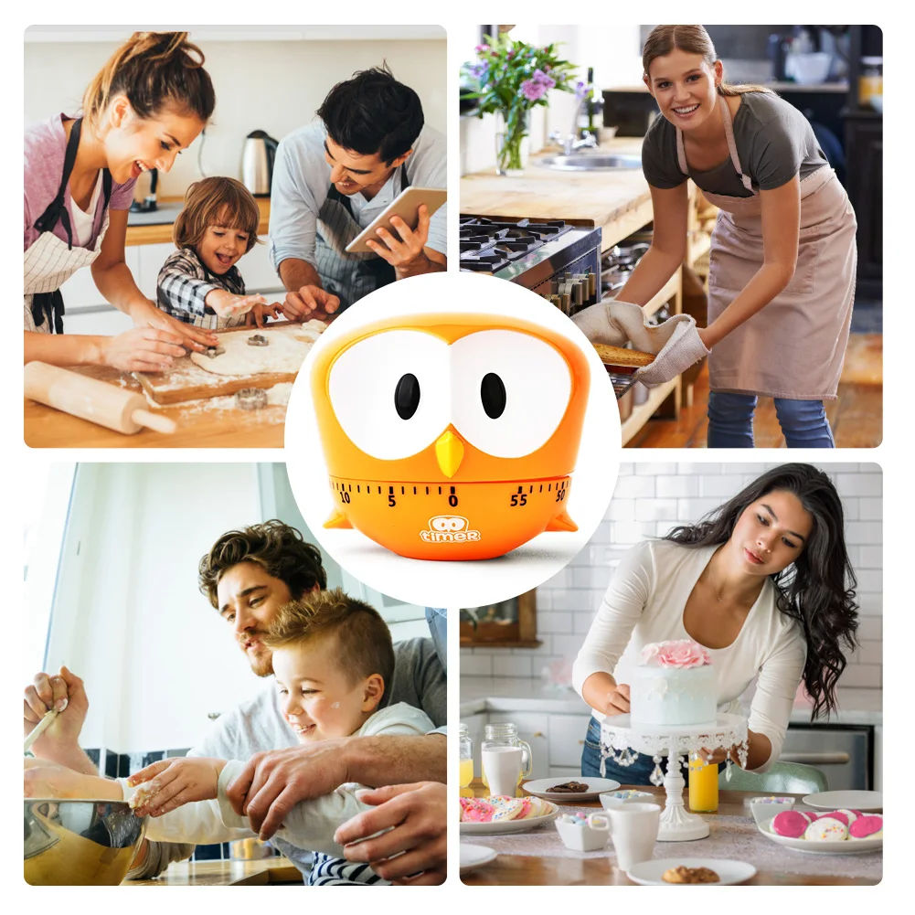 

Kitchen Cooking Timer Mechanical Winding 60 Minute Timer 360-degree Rotating Cat Dog Time Timer Baking Timer Alarm Kitchen Timer