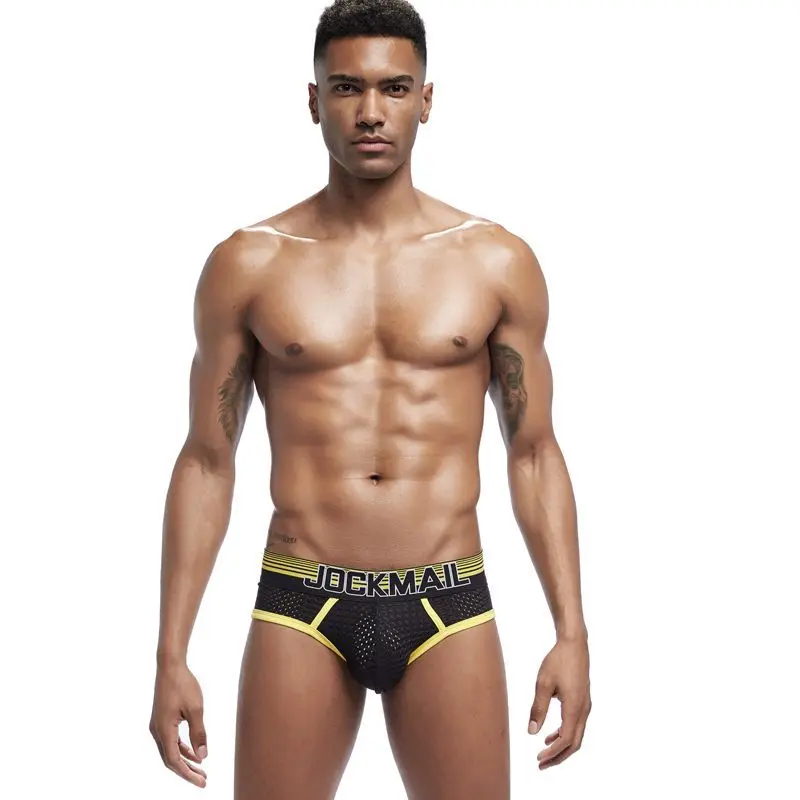 

JOCKMAIL Dropshipping Men's Underwear New Colorful Black Briefs U Convex Underpants Sexy Breathable Comfortable Mesh Panties