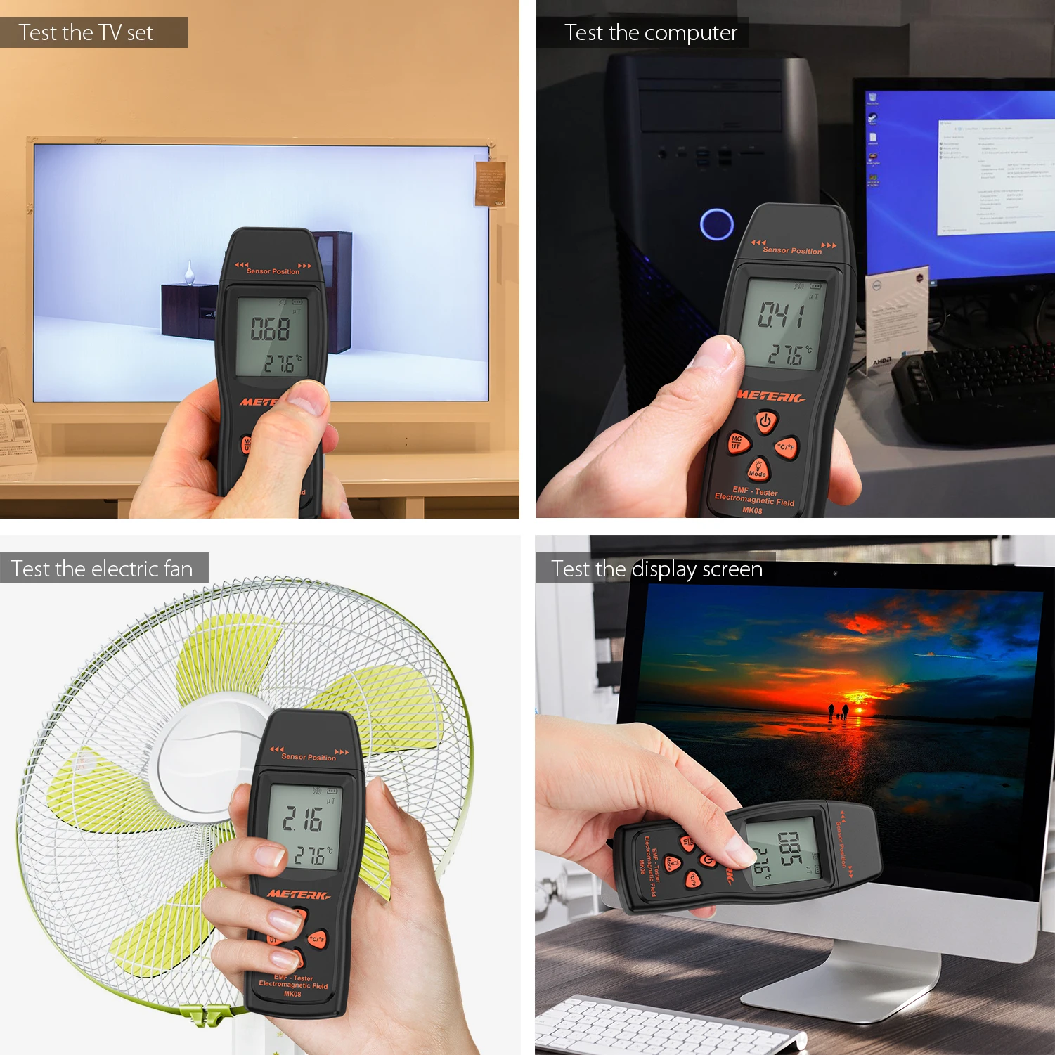 Meterk EMF измеритель ручной Мини цифровой ЖК дисплей детектор электромагнитного