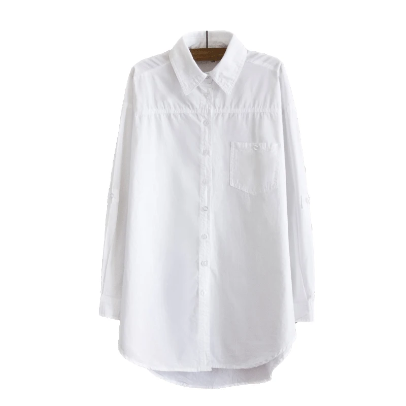 

Women Long Blouse Ladies Office Casual Cotton Popular Comfortable High Quality Fashion Blusas Femininas Female White Shirt