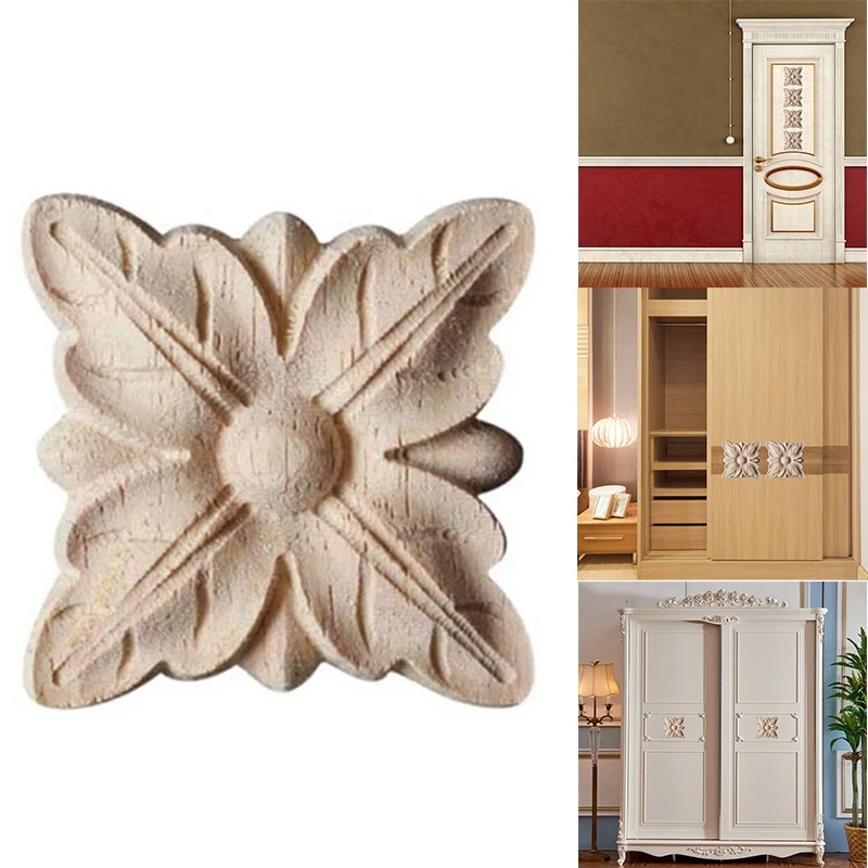 Европейский Стиль дерево наклейки с резьбой Неокрашенный накладка аппликация