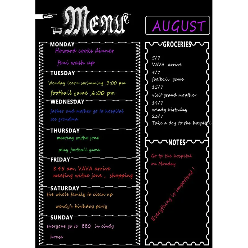 

A3 Magnetic Whiteboard Sheet for Kitchen Fridge Multipurpose Fridge Weekly White Board Calendar for Menu Planning with 8 Pen(Bla