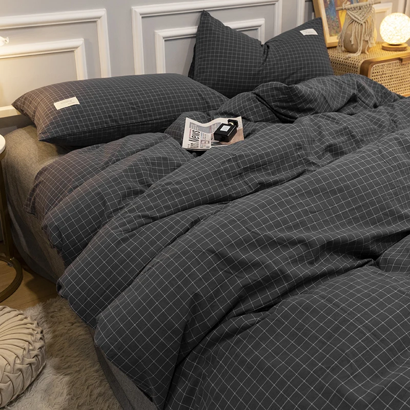 

Luxury Bed Sheet Set Queen London Blue Black Bed Sheet Set Cotton Brown Modern Gray Bed Cover Set Home Textile TZSJ