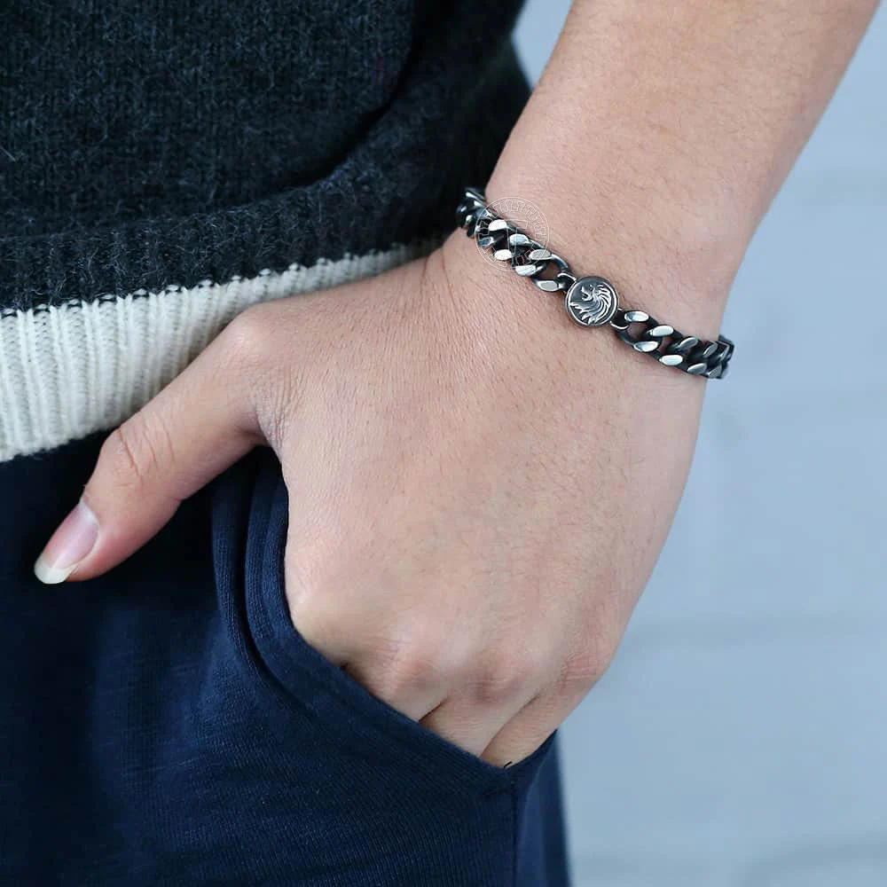 Мужской браслет из нержавеющей стали подвеска Лев кубинская звеньевая цепочка