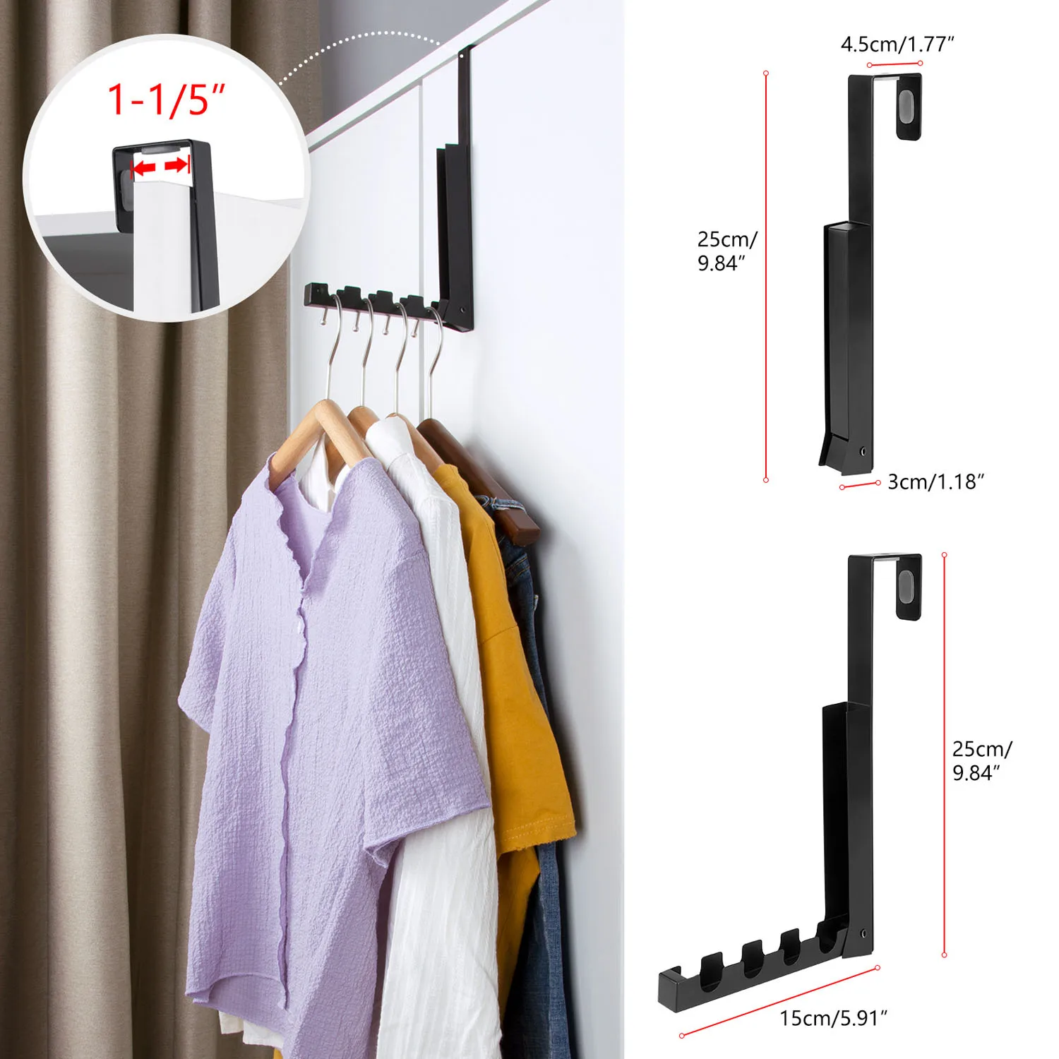 Над дверными крючками для подвешивания складная металлическая маленькая