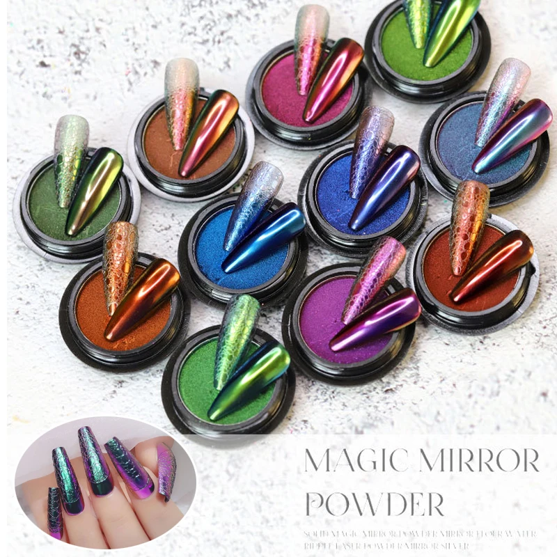 Новинка 1 г однотонная Волшебная зеркальная пудра хамелеон с блестками для