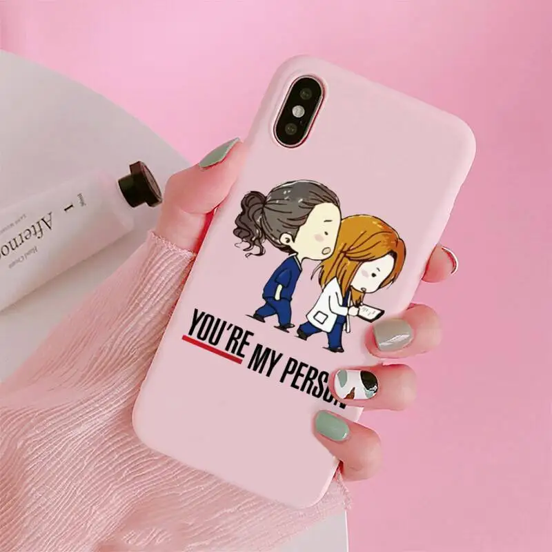 

Greys Anatomy You're My Person Phone Case Candy Color Pink for iPhone 11 pro XS MAX 8 7 6 6S Plus X 5S SE 2020 XR