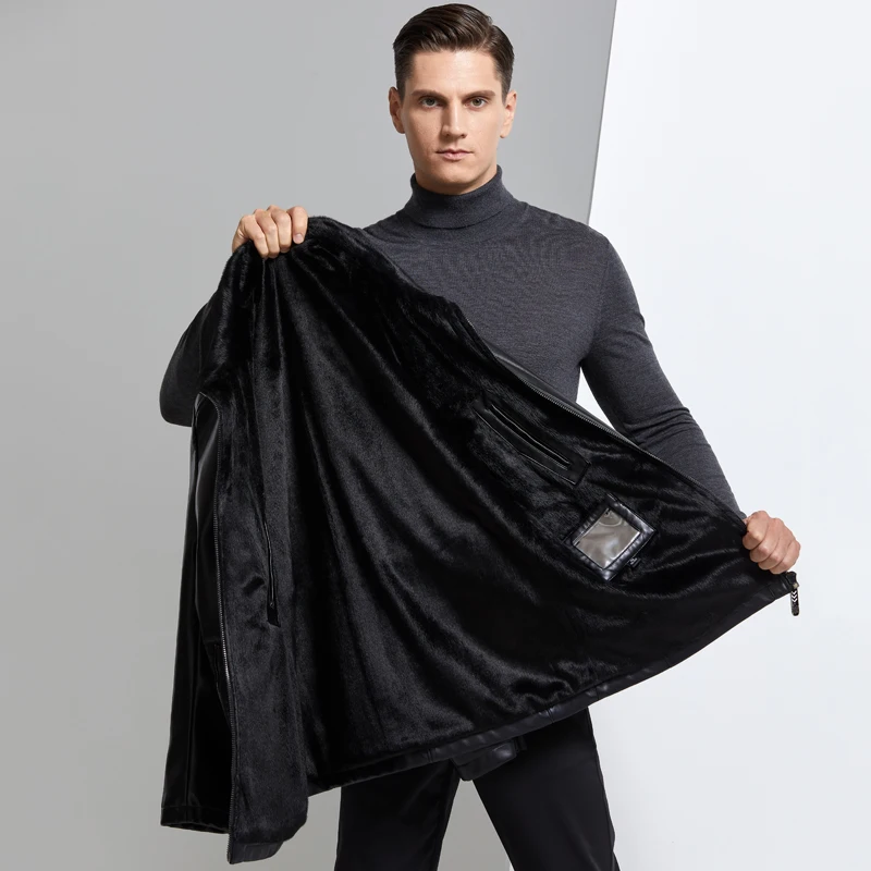 

2020 New Leather Men'S Coat Fur Winter Men's Leather Jacket Plus Velvet Thick Fur Coat Warm Winter Outdoor Men's Coat, Big M-4XL