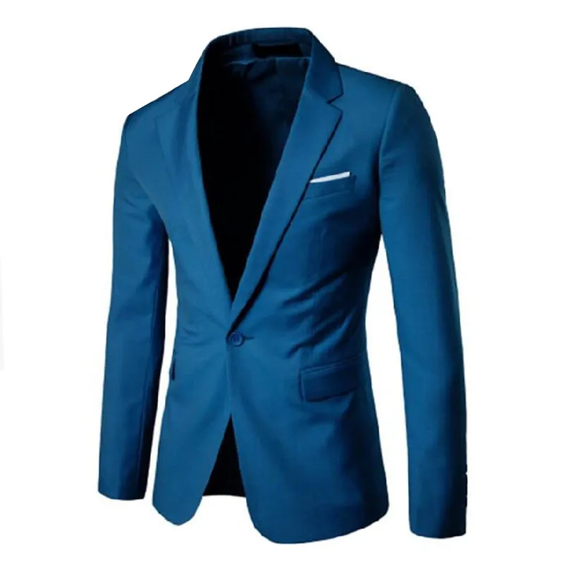 

Модный Мужской приталенный хлопковый блейзер для вечерние, костюмный жакет, черный, синий, серый цвет, мужские блейзеры, Мужское пальто, сва...