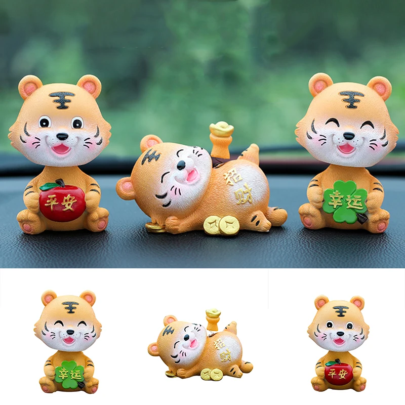 Автомобильная фотография мультяшный тигр Бобл-голова кукла с клейким дном декор