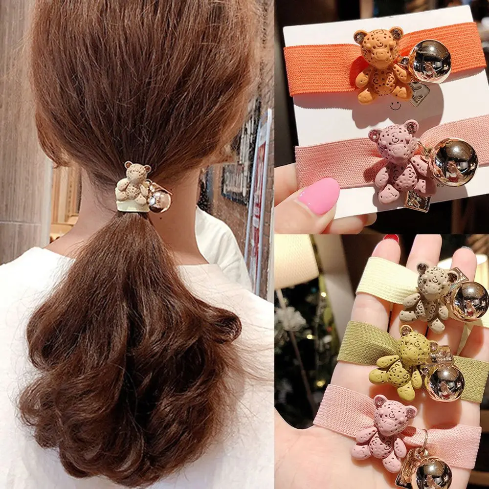 Корейские милые Медвежонок резинки для волос женские бусины хвостика держатель