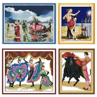 joy sunday stamped dancers cross stitch kits printed 11ct 14ct painting counted patterns crafts decor embroidery needlework sets
