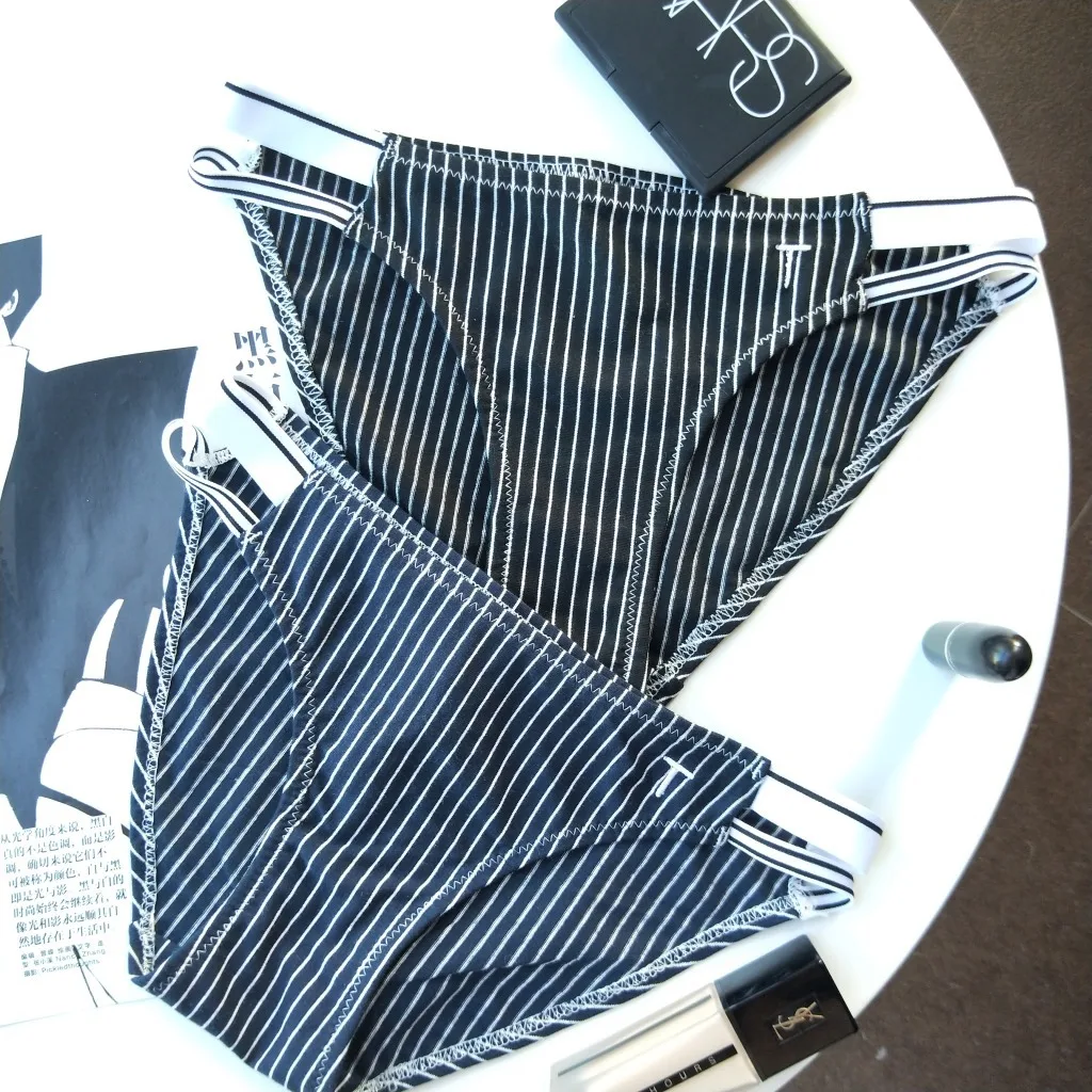 

Cotton Panties For Women Lingerie Striped Underwear Mid Waist Briefs Plus Size Antibacterial Underpants Female Intimates