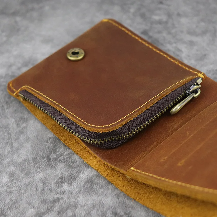 Мужские кошельки из коровьей кожи на молнии винтажный короткий кошелек ручной