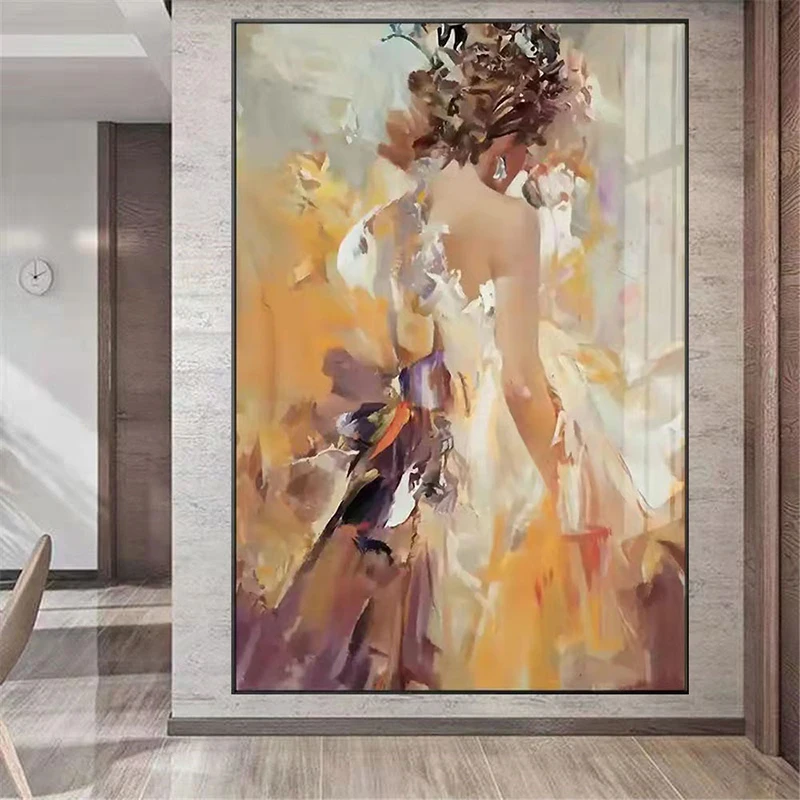 

Abstract Art On Girl Play Violin And Dancing Oil Painting Modern Print Posters Wall Picture Canvas Painting Interior Home Decor