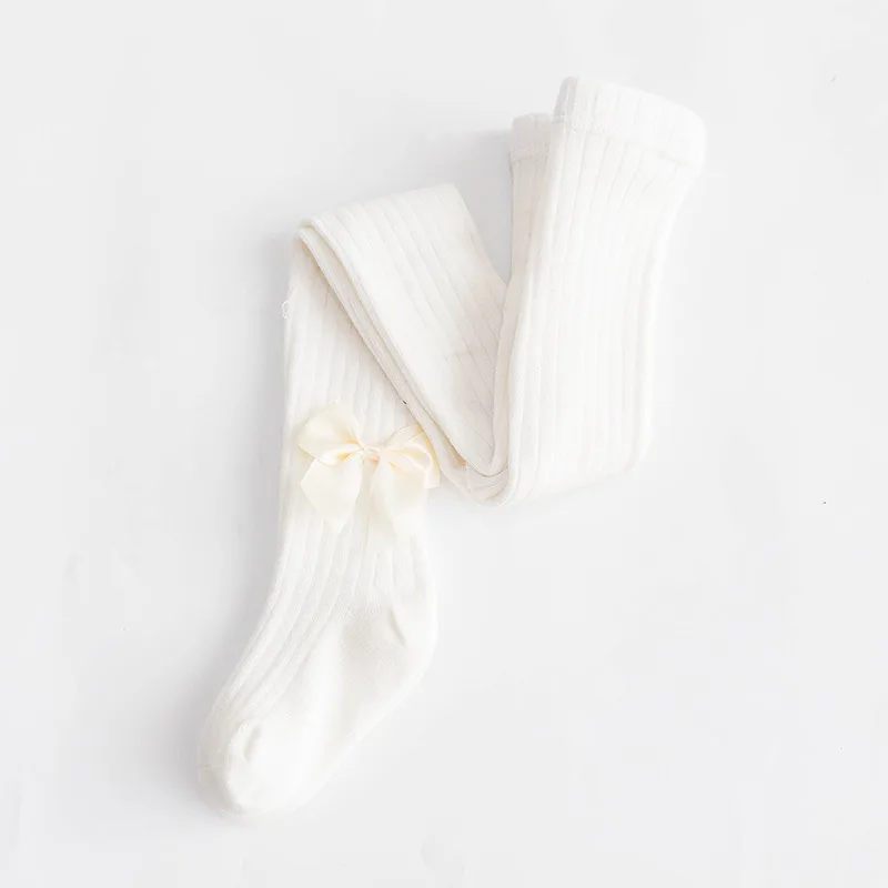 

2019 Spring and Autumn New Products Baby Pantyhose Leggings Baby Girl Single Color Bow Knitted Children's Pantyhose