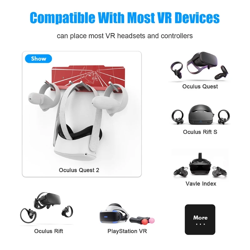 

Wall Mount Bracket VR Glasses Headset Stand Holder for Quest 2 Virtual Reality Accessories Aluminum Alloy