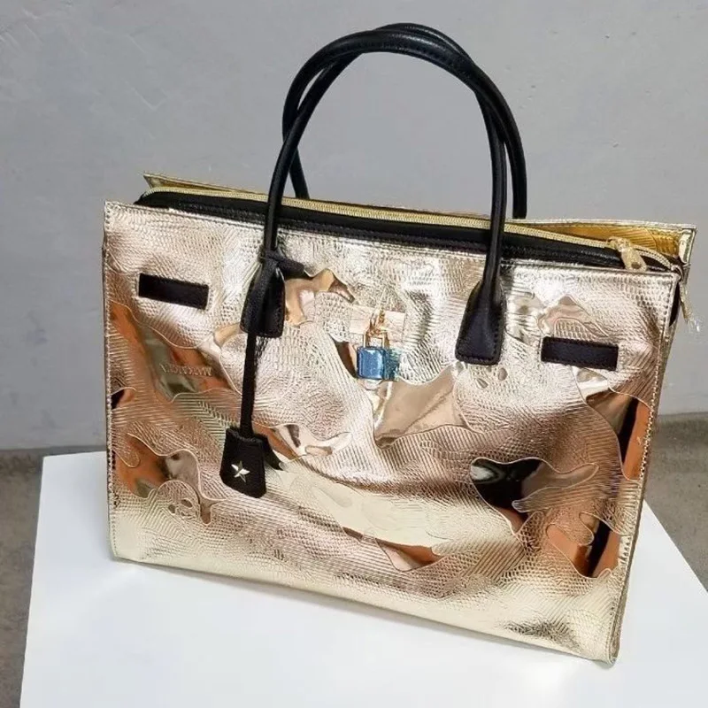 

Mark Lona Golf Bag Ultra Light Gold Plated Pu Handbag Tuhao Gold /Silver Coated Embossing