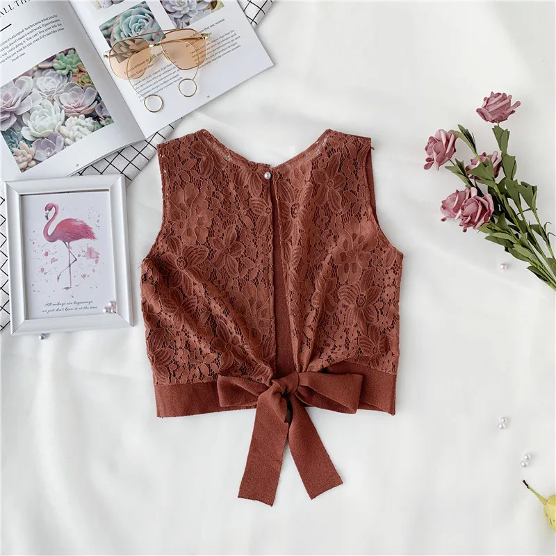 Женский трикотажный топ на бретельках с V образным вырезом|Топы| |