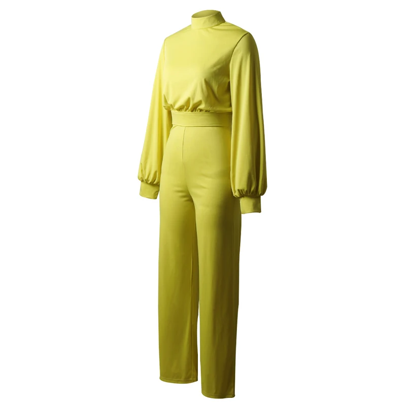 Jumpsuit Women Bodysuit Elegant Sexy Rompers Womens Long Sleeve Casual Wide Legs Jumpsuits Backless Clothes Black 2021 Fashion