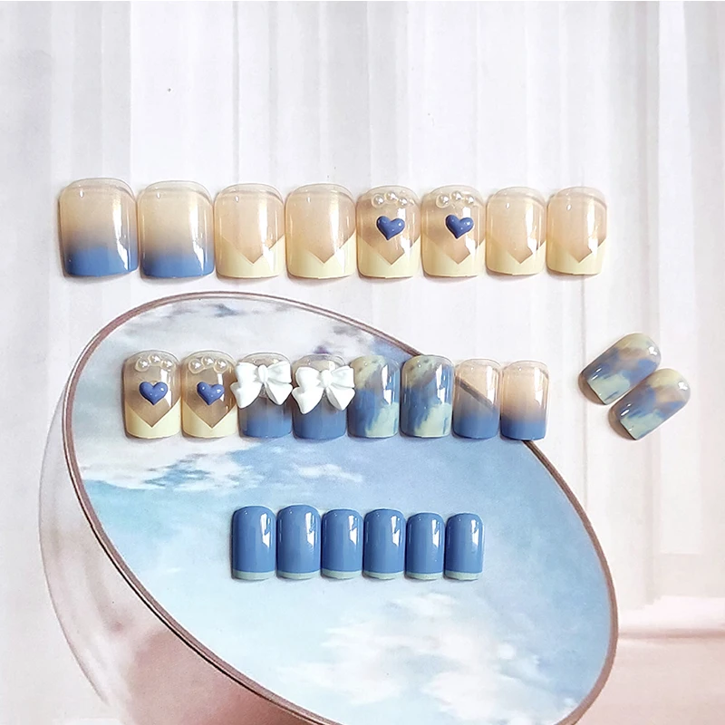 

Professional Ultra-Thin Removable Fake Nails Autumn Manicure Bean Paste Leopard Print Nail Tips Decal Nails Full Cover Manicure