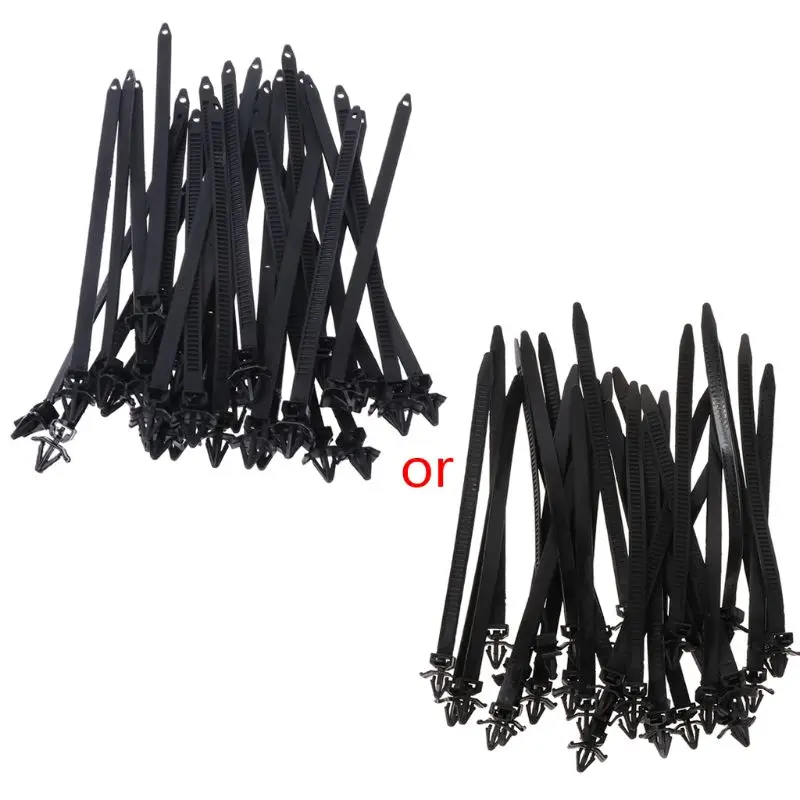 

30 Pcs 175mm Nylon Black Car Cable Strap Push Mount Wire Tie Retainer Clip Clamp Drop Ship