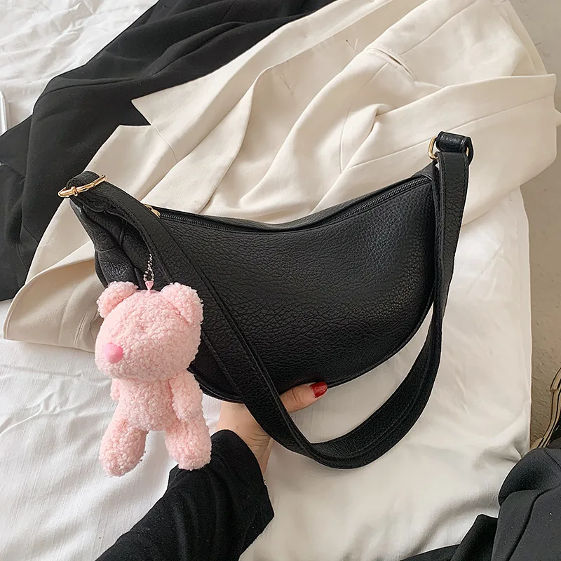 

Banana-shaped Women Bag Luxury Solid Color Chest Bags For Women Fashion Waist Bag Pu Leather Banana Design Lady Shoulder Bag