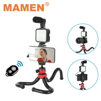 mamen smartphone vlog shooting kits octopod tripod photography suit with led light microphone bluetooth selfie for phone camera