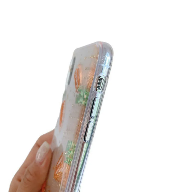 

Transparent Epoxy Carrot Phone Case is suitable for iPhone11 12Pro Max mini X XR XSMax 8 7 6PluS anti-drop protective back cover