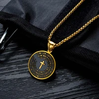 jhsl men statement necklace round pendants stainless steel gold color fashion christian jewelry dropship
