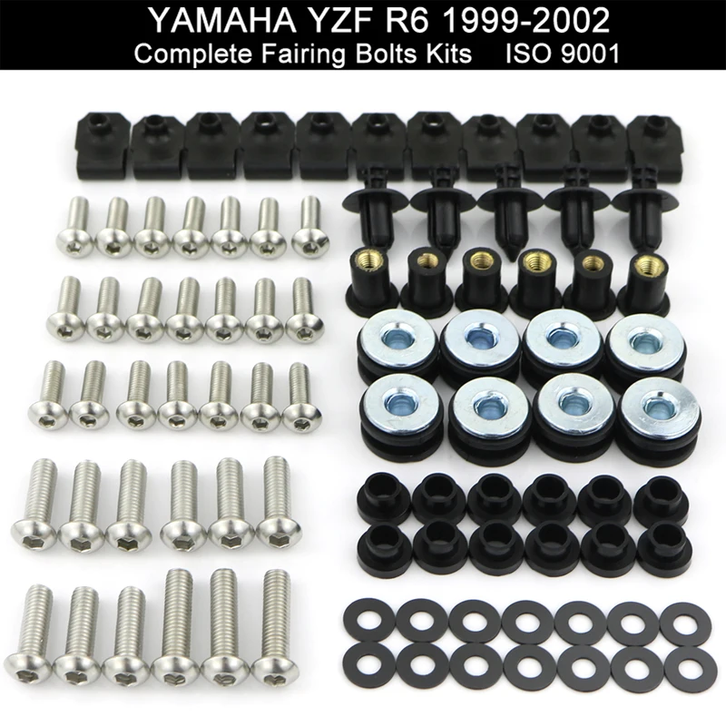 Fit For Yamaha YZFR6 YZF-R6 R6 1999 2000 2001 2002 Motorcycle Complete Full Fairing Bolts Kit Nuts Screws Kit Stainless Steel