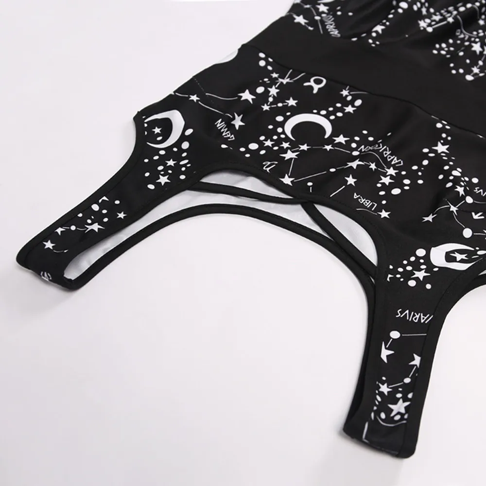 

Summer Sleeveless Women s Dress Gothic Above Knee Mini Sexy Princess Robe Fashion Stars And Moon Sling Black Clothing Y2k Dresse
