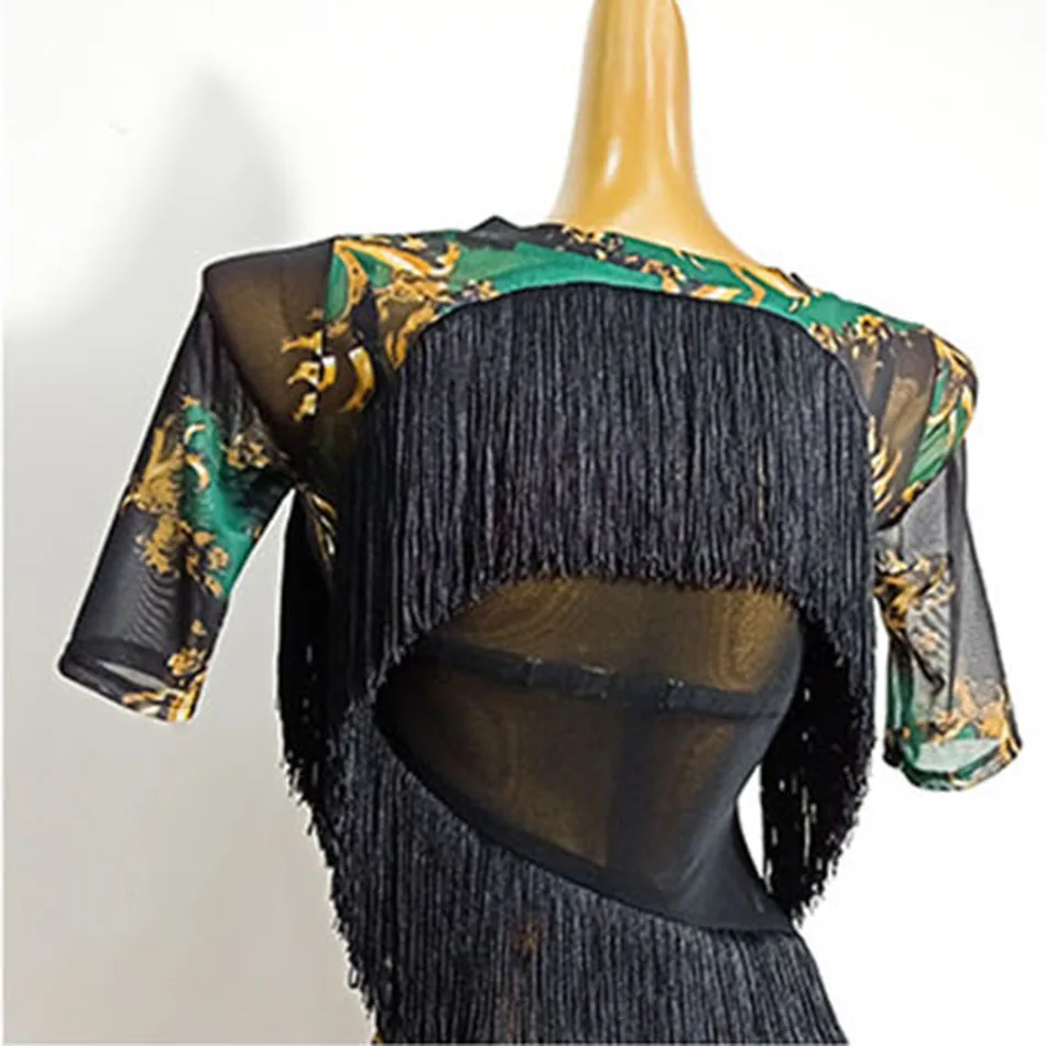 Женское платье для латиноамериканских танцев с бахромой Цветочная яркая