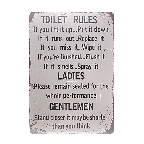 

MAIYUAN Bathroom Signs-Metal Tin Sign Toilet Rules Warning Sign Bar Cafe Garage Wall Decoration Retro Vintage 51P0031