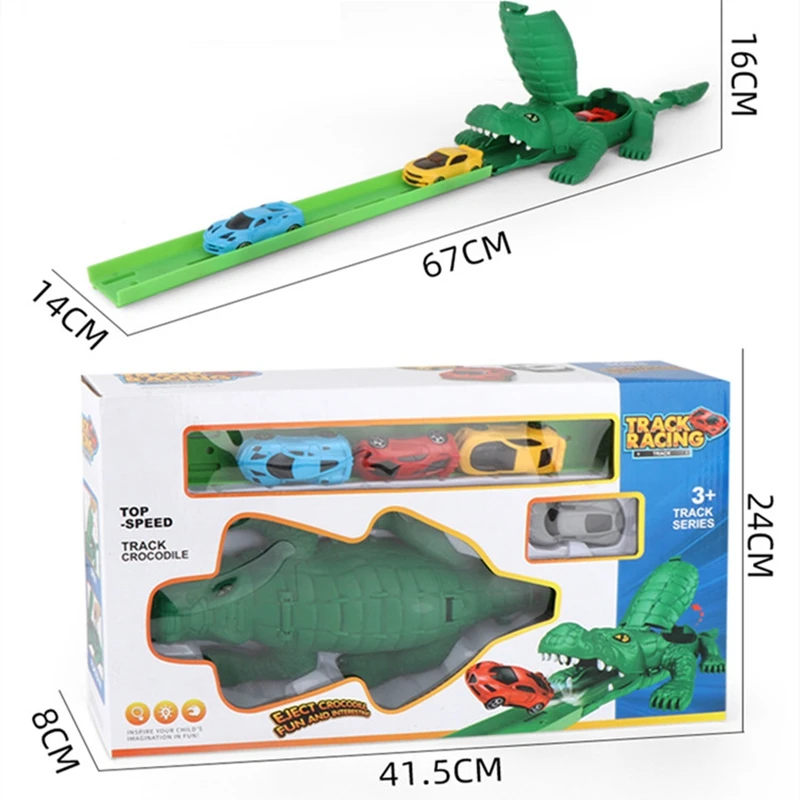 

Children DIY Toy Model Crocodile Track Pull Back Car Flexible Track Car Toys Children Racing Bend Car with 4 Cars