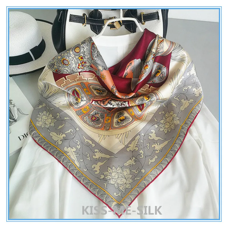 

KMS Classic autumn and winter pure silk scarf silk shawl for Girl Lady Women 110*110CM/60G