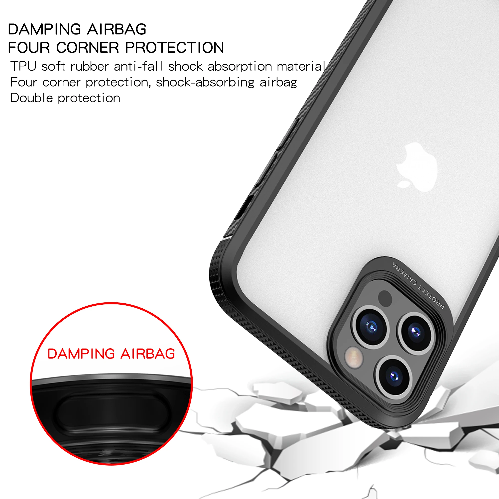 Чехол IPAKY для iPhone 12 ТПУ PC Pro бампер из углеродного волокна матовая прозрачная