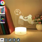 3D неоновая настольная лампа для футбола вратаря светодиодный ночсветильник для детей младенцев изменяющий цвет ночник с лавовой основой для футбола Поклонники подарок