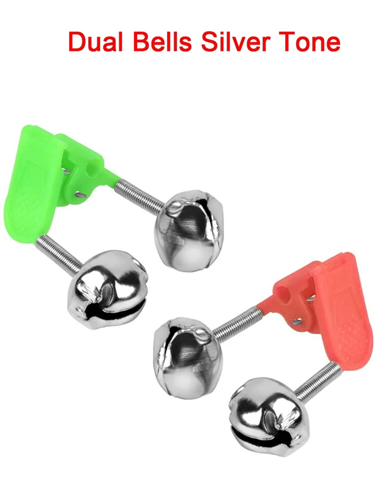 

100pcs/lot Fishing Bite Alarms Fishing Rod Bell Rod Clamp Tip Clip Bells Ring ABS Fishing Accessory Dual Alert Bells Clips