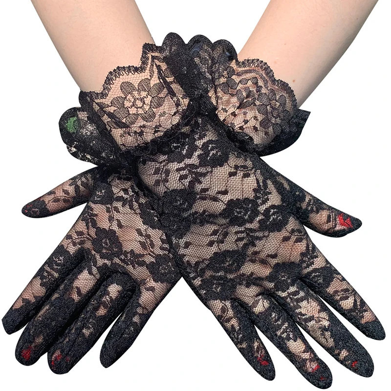 

Lady Fashion Lace Gloves Sexy Dressy Gloves For Bride Wedding Party Driving Glo Mittens Summer Full Finger Sunscreen Gloves